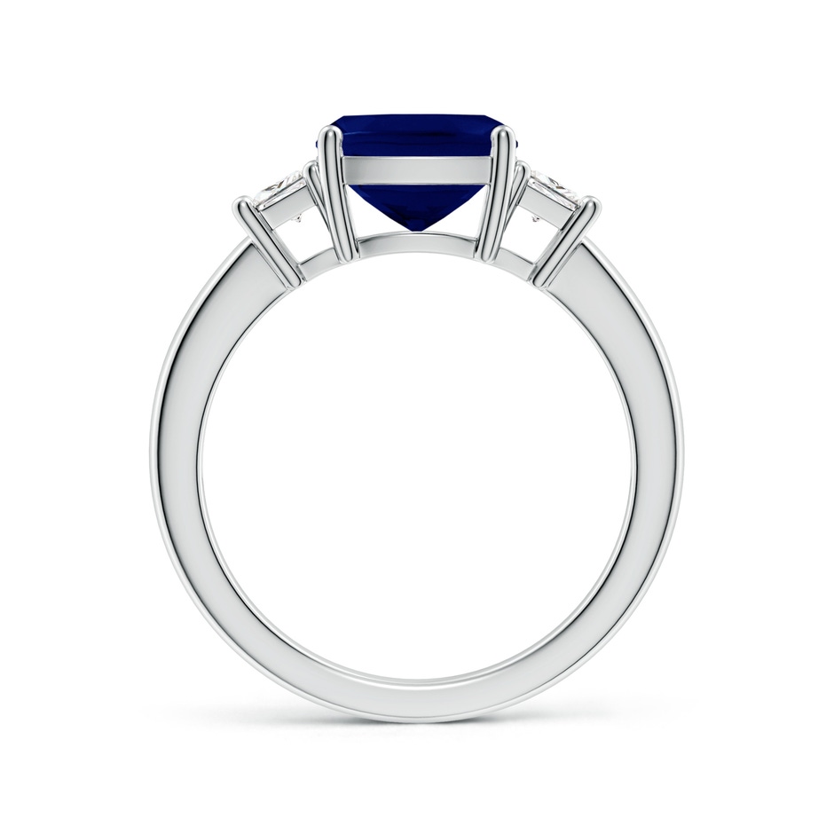 8mm AA Classic Cushion Blue Sapphire and Trapezoid Diamond Three Stone Engagement Ring in P950 Platinum side 199