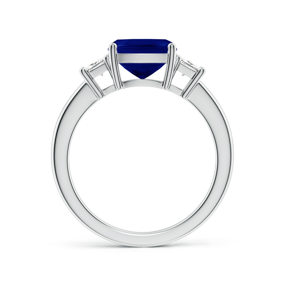 8mm AAA Classic Cushion Blue Sapphire and Trapezoid Diamond Three Stone Engagement Ring in White Gold side 199