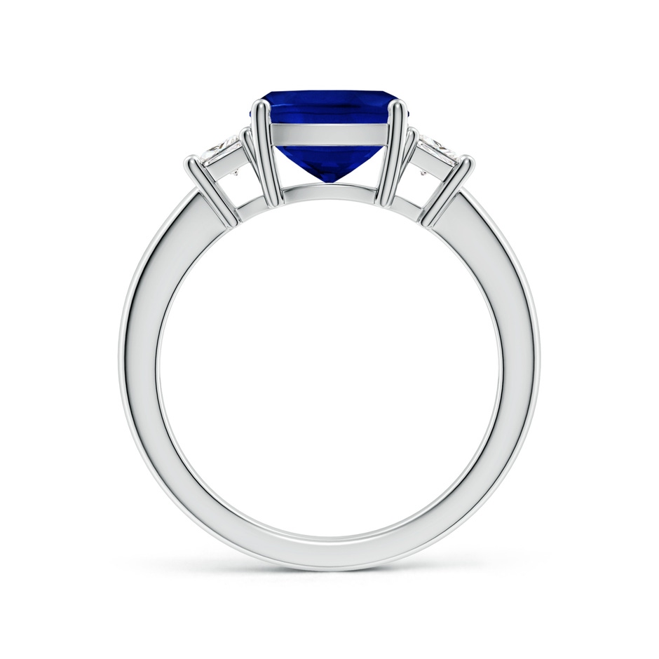 8mm AAAA Classic Cushion Blue Sapphire and Trapezoid Diamond Three Stone Engagement Ring in P950 Platinum side 199