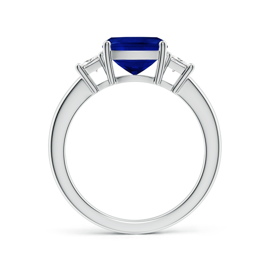 8mm Lab-Grown Classic Cushion Blue Sapphire and Trapezoid Diamond Three Stone Engagement Ring in White Gold side 199