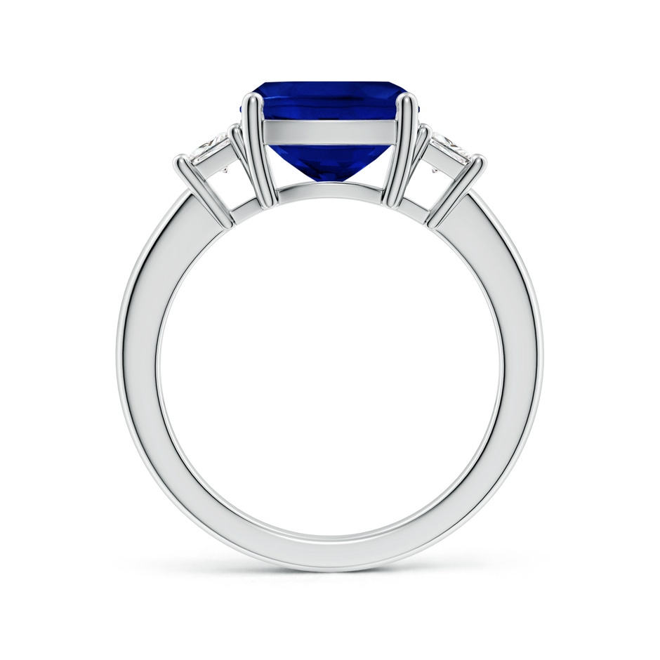 9mm Lab-Grown Classic Cushion Blue Sapphire and Trapezoid Diamond Three Stone Engagement Ring in P950 Platinum side 199