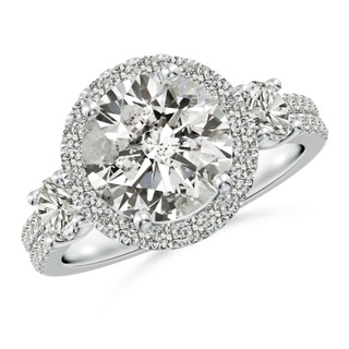 9.2mm KI3 Round Diamond Halo Double Shank Engagement Ring in P950 Platinum