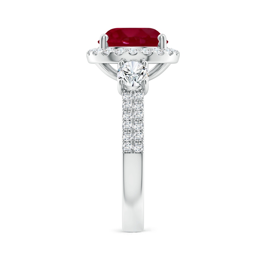 9mm AA Round Ruby Halo Double Shank Engagement Ring in White Gold Side 299