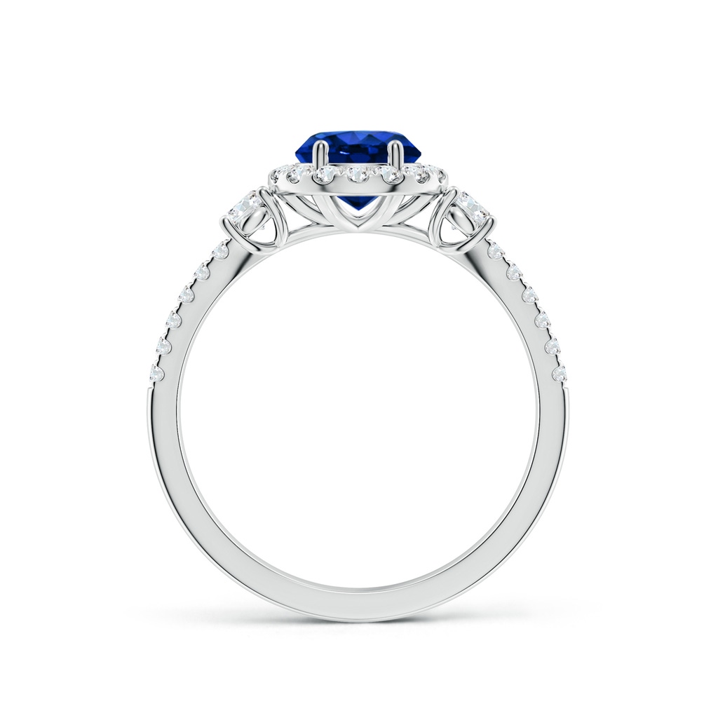 6mm AAAA Round Blue Sapphire Halo Double Shank Engagement Ring in White Gold Side 199