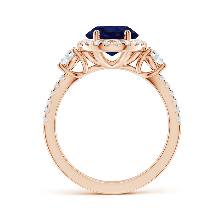 10x8mm A Oval Blue Sapphire Halo Double Shank Engagement Ring in Rose Gold side 199