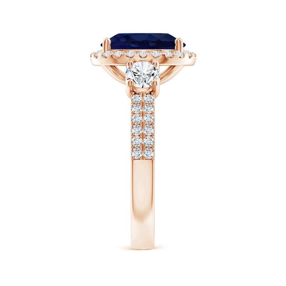 10x8mm A Oval Blue Sapphire Halo Double Shank Engagement Ring in Rose Gold side 299