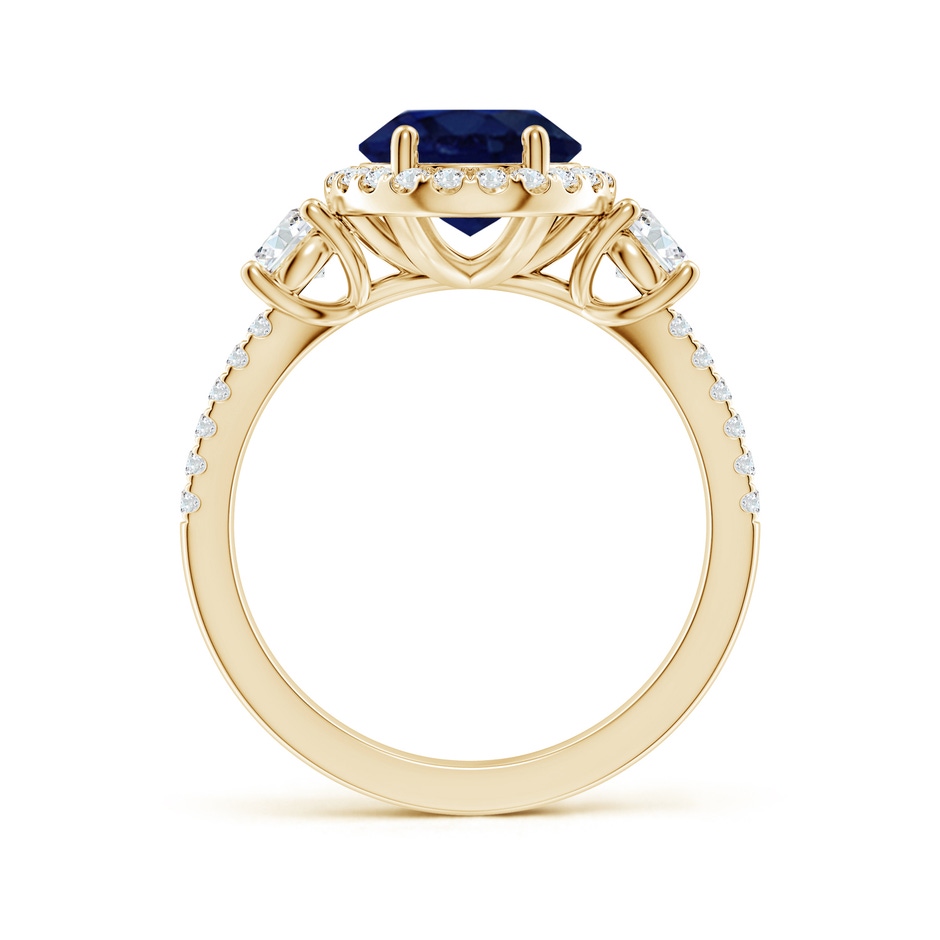 10x8mm A Oval Blue Sapphire Halo Double Shank Engagement Ring in Yellow Gold side 199