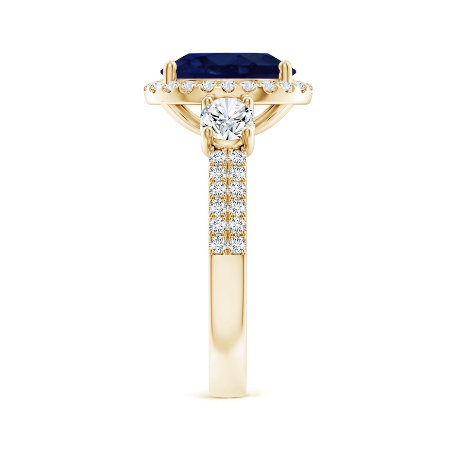 10x8mm A Oval Blue Sapphire Halo Double Shank Engagement Ring in Yellow Gold side 299