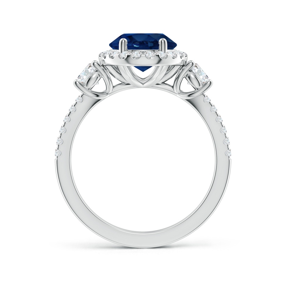10x8mm AA Oval Blue Sapphire Halo Double Shank Engagement Ring in P950 Platinum side 199