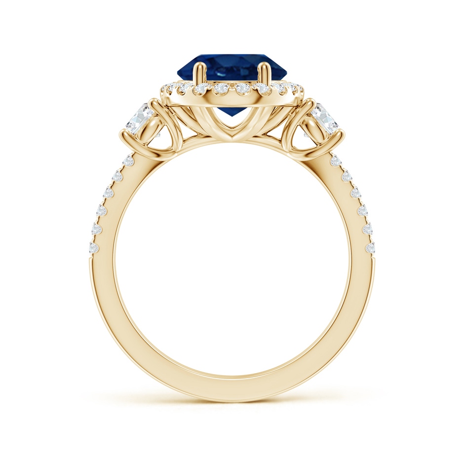 10x8mm AA Oval Blue Sapphire Halo Double Shank Engagement Ring in Yellow Gold side 199