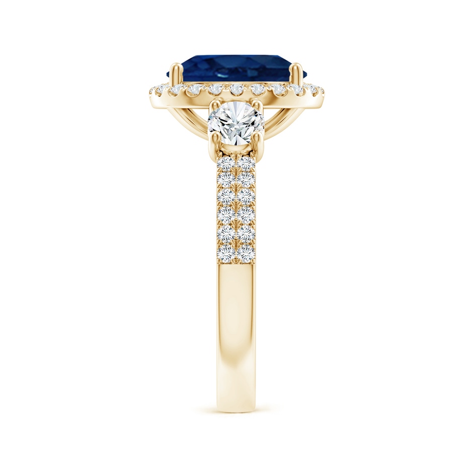 10x8mm AA Oval Blue Sapphire Halo Double Shank Engagement Ring in Yellow Gold side 299