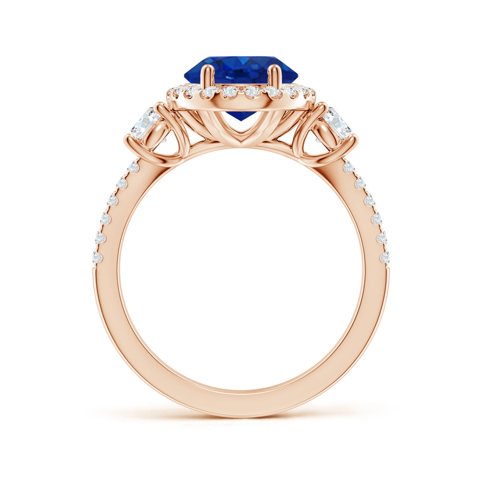 10x8mm AAA Oval Blue Sapphire Halo Double Shank Engagement Ring in 18K Rose Gold side 199