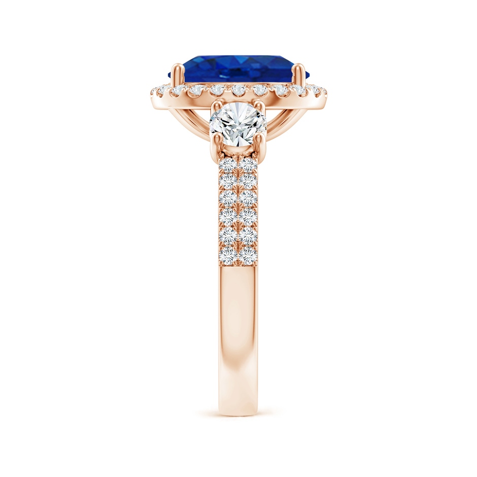 10x8mm AAA Oval Blue Sapphire Halo Double Shank Engagement Ring in 18K Rose Gold side 299