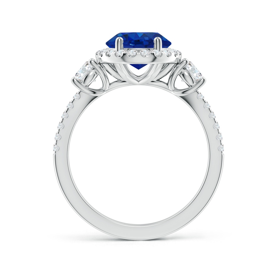 10x8mm AAA Oval Blue Sapphire Halo Double Shank Engagement Ring in P950 Platinum side 199