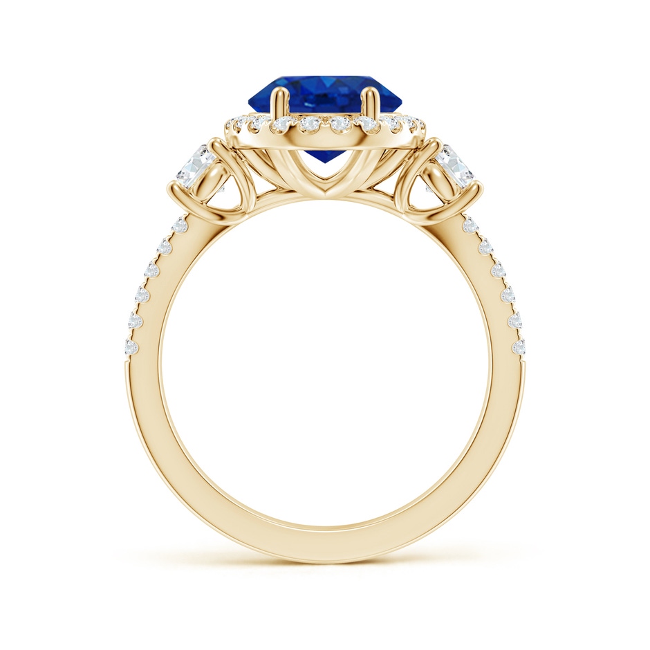 10x8mm AAA Oval Blue Sapphire Halo Double Shank Engagement Ring in Yellow Gold side 199