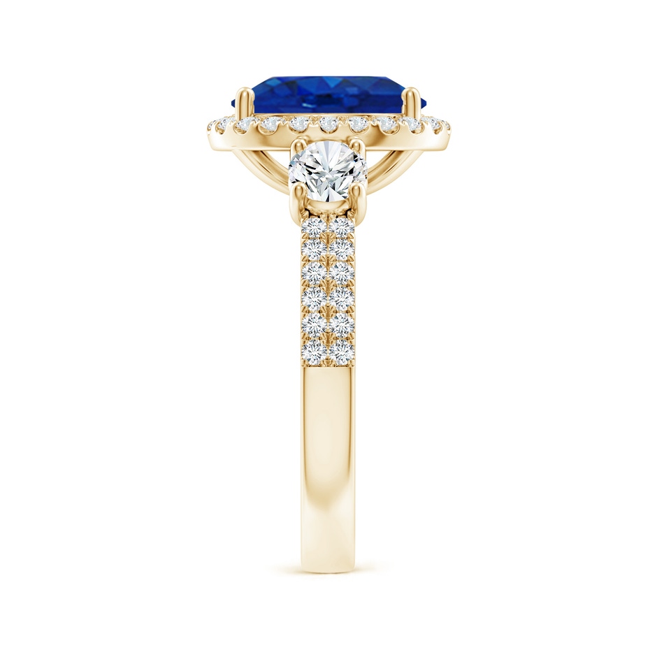 10x8mm AAA Oval Blue Sapphire Halo Double Shank Engagement Ring in Yellow Gold side 299