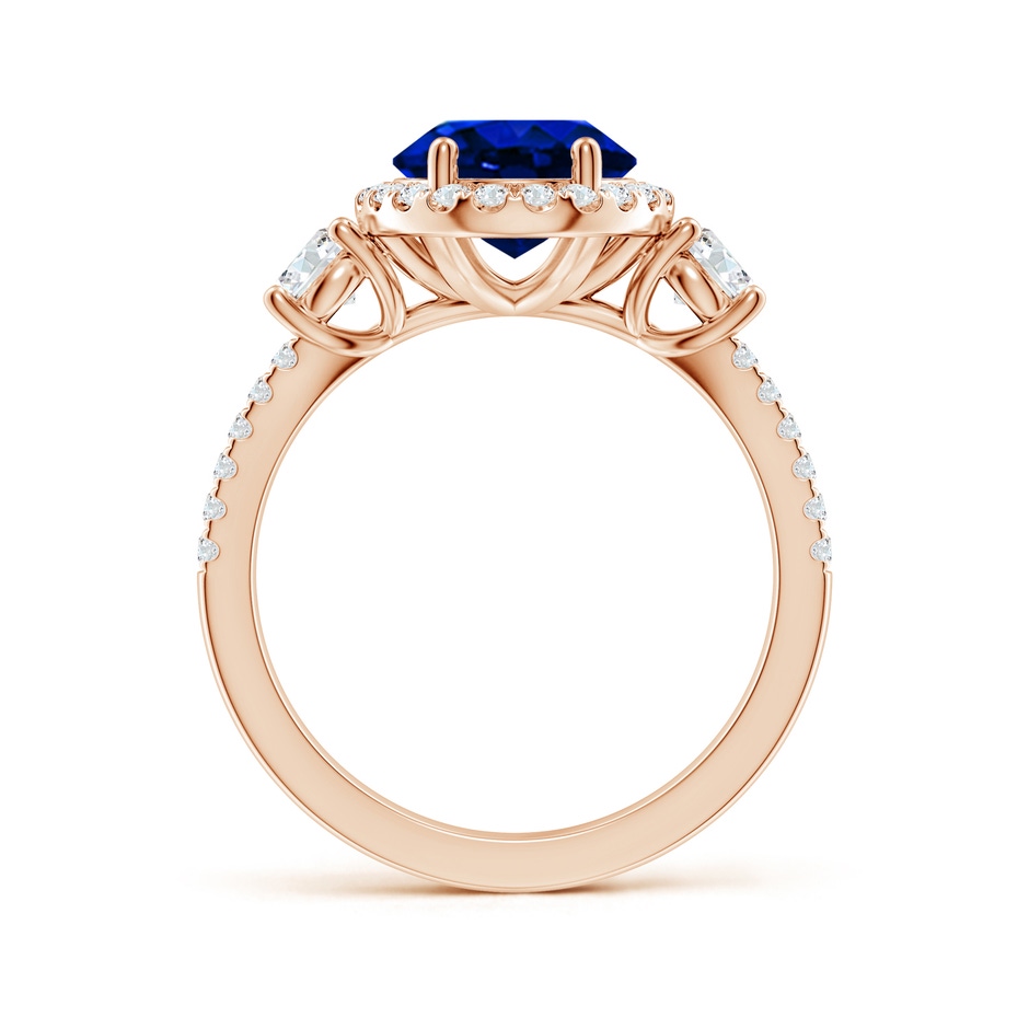 10x8mm Lab-Grown Oval Blue Sapphire Halo Double Shank Engagement Ring in 18K Rose Gold side 199