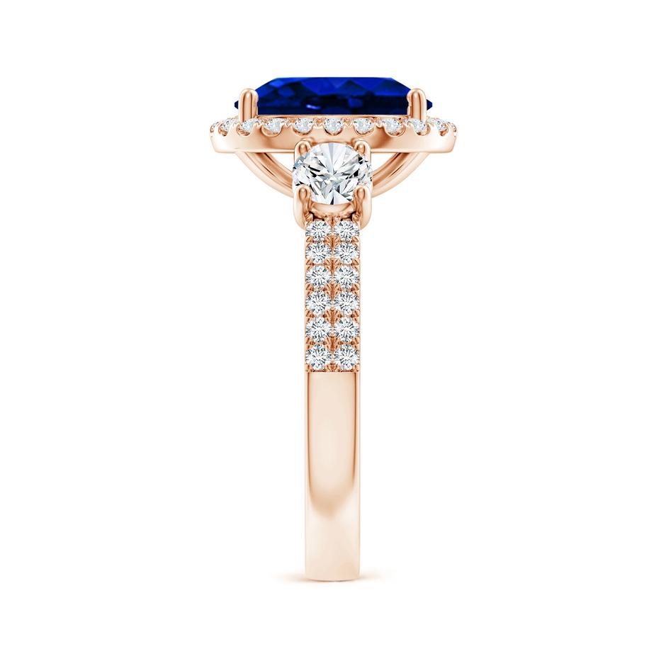 10x8mm Lab-Grown Oval Blue Sapphire Halo Double Shank Engagement Ring in 18K Rose Gold side 299