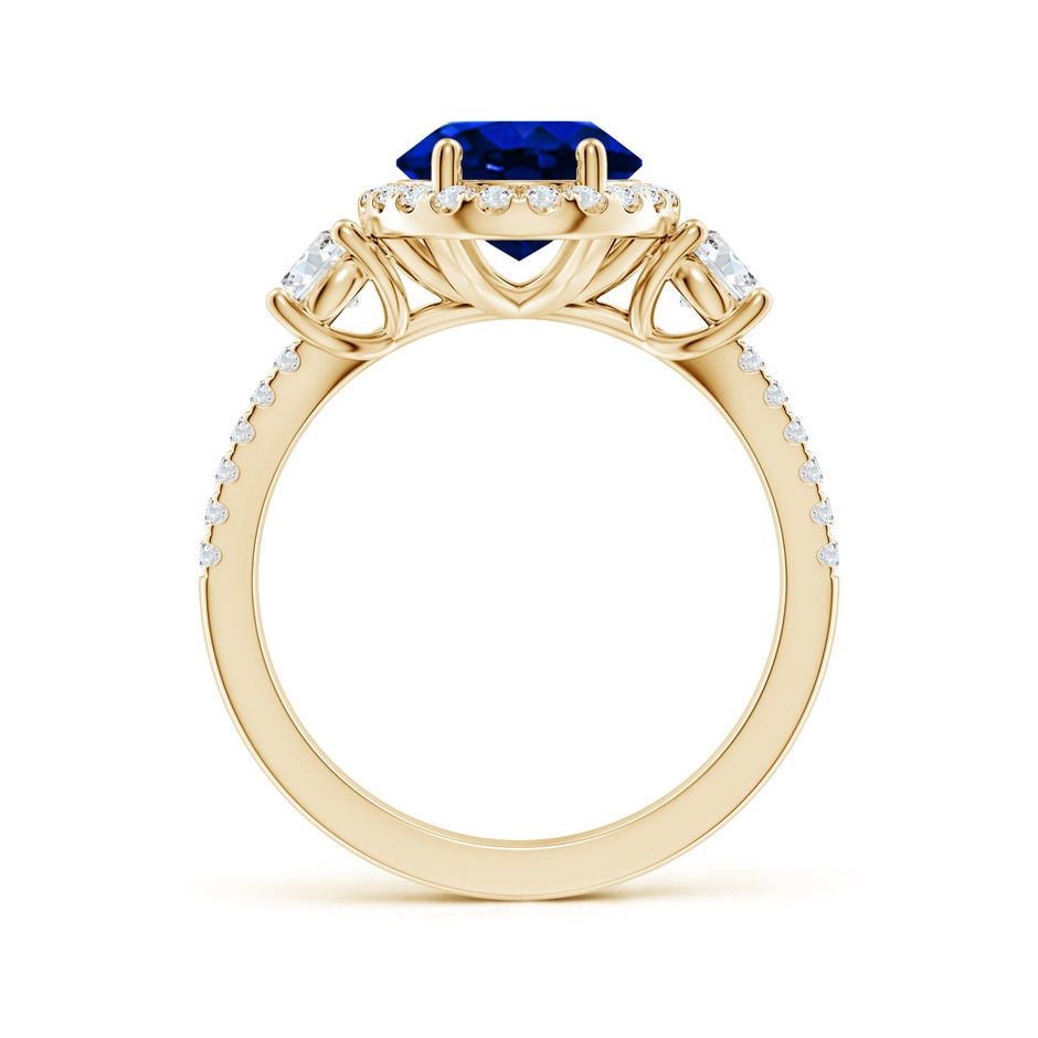 10x8mm Lab-Grown Oval Blue Sapphire Halo Double Shank Engagement Ring in 18K Yellow Gold side 199