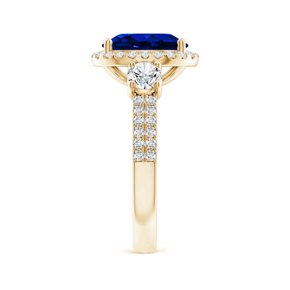 10x8mm Lab-Grown Oval Blue Sapphire Halo Double Shank Engagement Ring in 18K Yellow Gold side 299