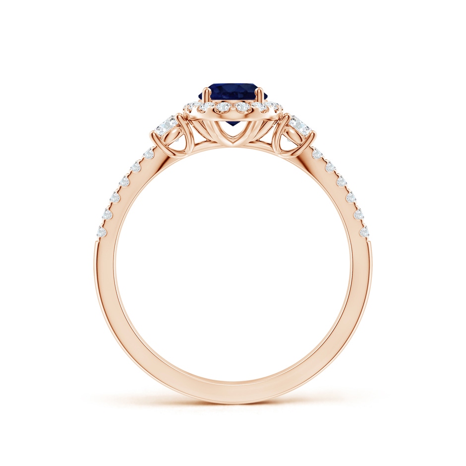 7x5mm A Oval Blue Sapphire Halo Double Shank Engagement Ring in Rose Gold side 199