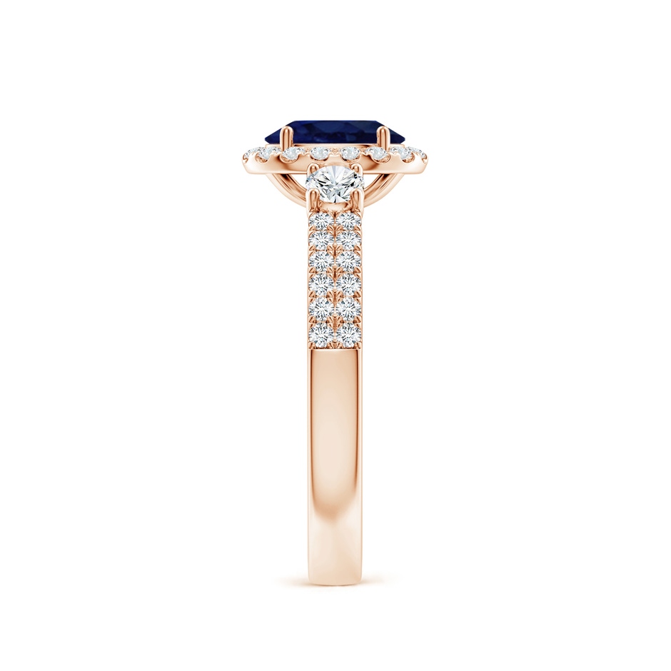 7x5mm A Oval Blue Sapphire Halo Double Shank Engagement Ring in Rose Gold side 299