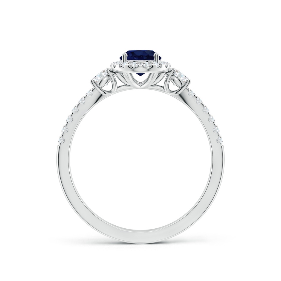 7x5mm A Oval Blue Sapphire Halo Double Shank Engagement Ring in White Gold side 199