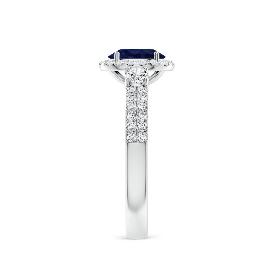 7x5mm A Oval Blue Sapphire Halo Double Shank Engagement Ring in White Gold side 299