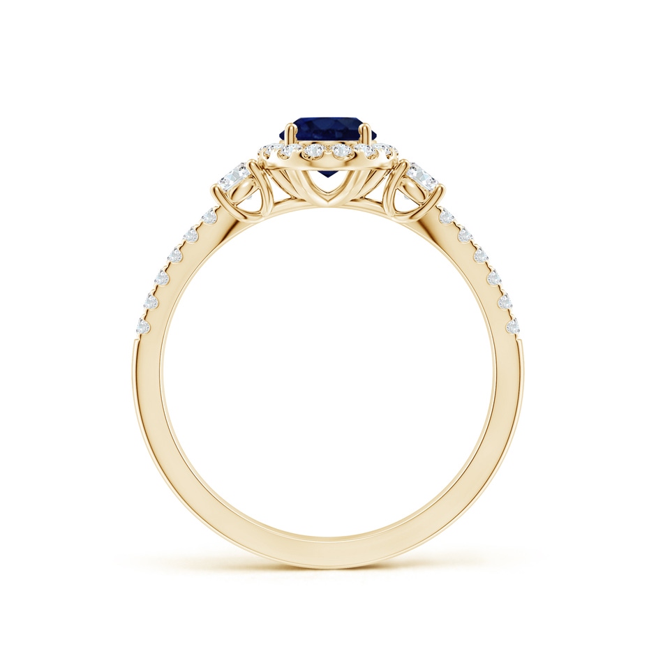 7x5mm A Oval Blue Sapphire Halo Double Shank Engagement Ring in Yellow Gold side 199
