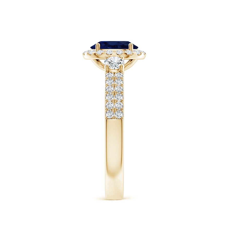 7x5mm A Oval Blue Sapphire Halo Double Shank Engagement Ring in Yellow Gold side 299