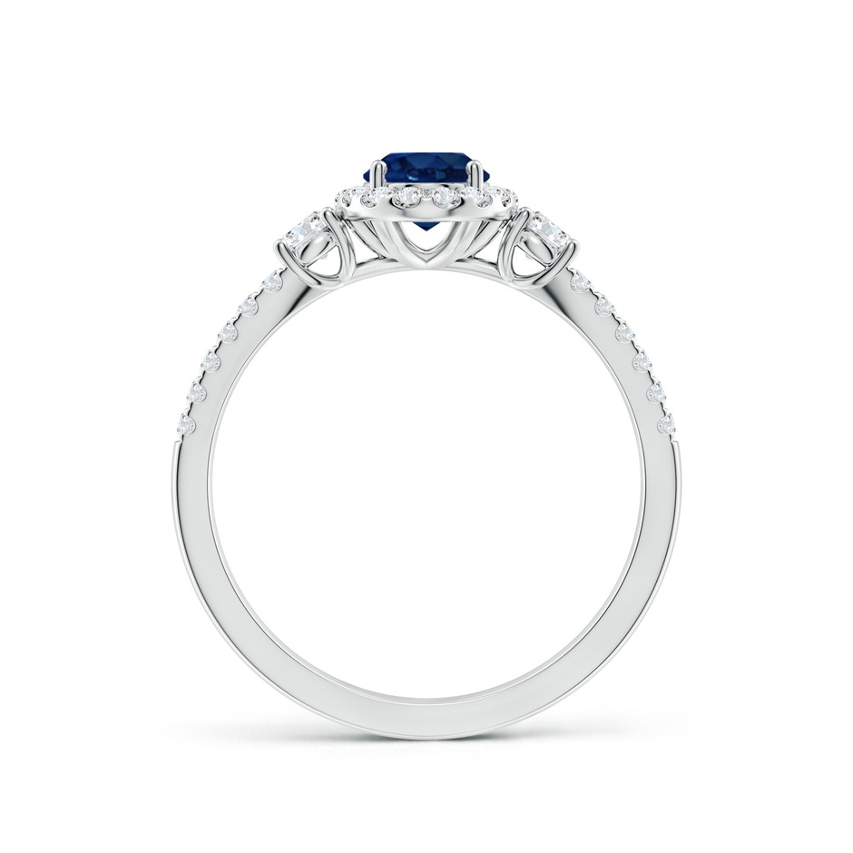 7x5mm AA Oval Blue Sapphire Halo Double Shank Engagement Ring in White Gold side 199