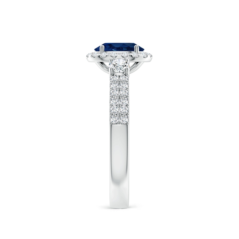 7x5mm AA Oval Blue Sapphire Halo Double Shank Engagement Ring in White Gold side 299