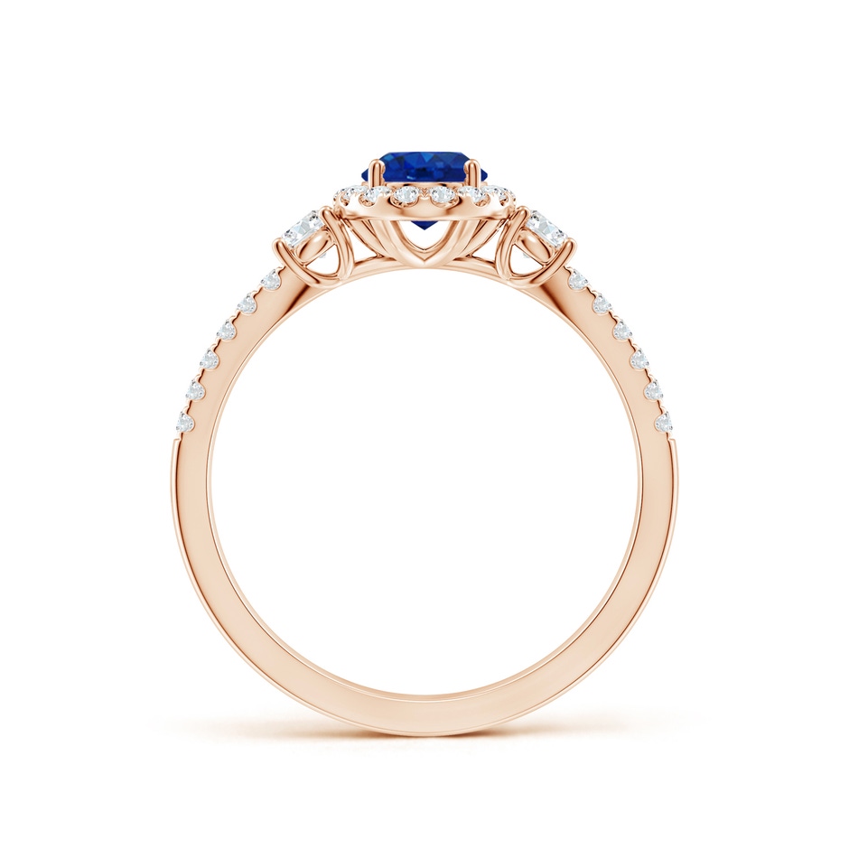 7x5mm AAA Oval Blue Sapphire Halo Double Shank Engagement Ring in Rose Gold side 199