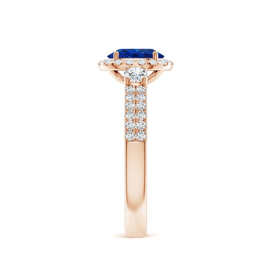7x5mm AAA Oval Blue Sapphire Halo Double Shank Engagement Ring in Rose Gold side 299