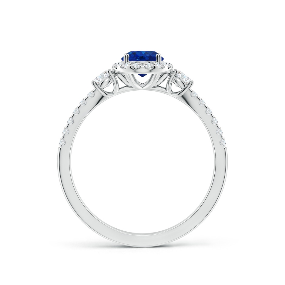 7x5mm AAA Oval Blue Sapphire Halo Double Shank Engagement Ring in White Gold side 199