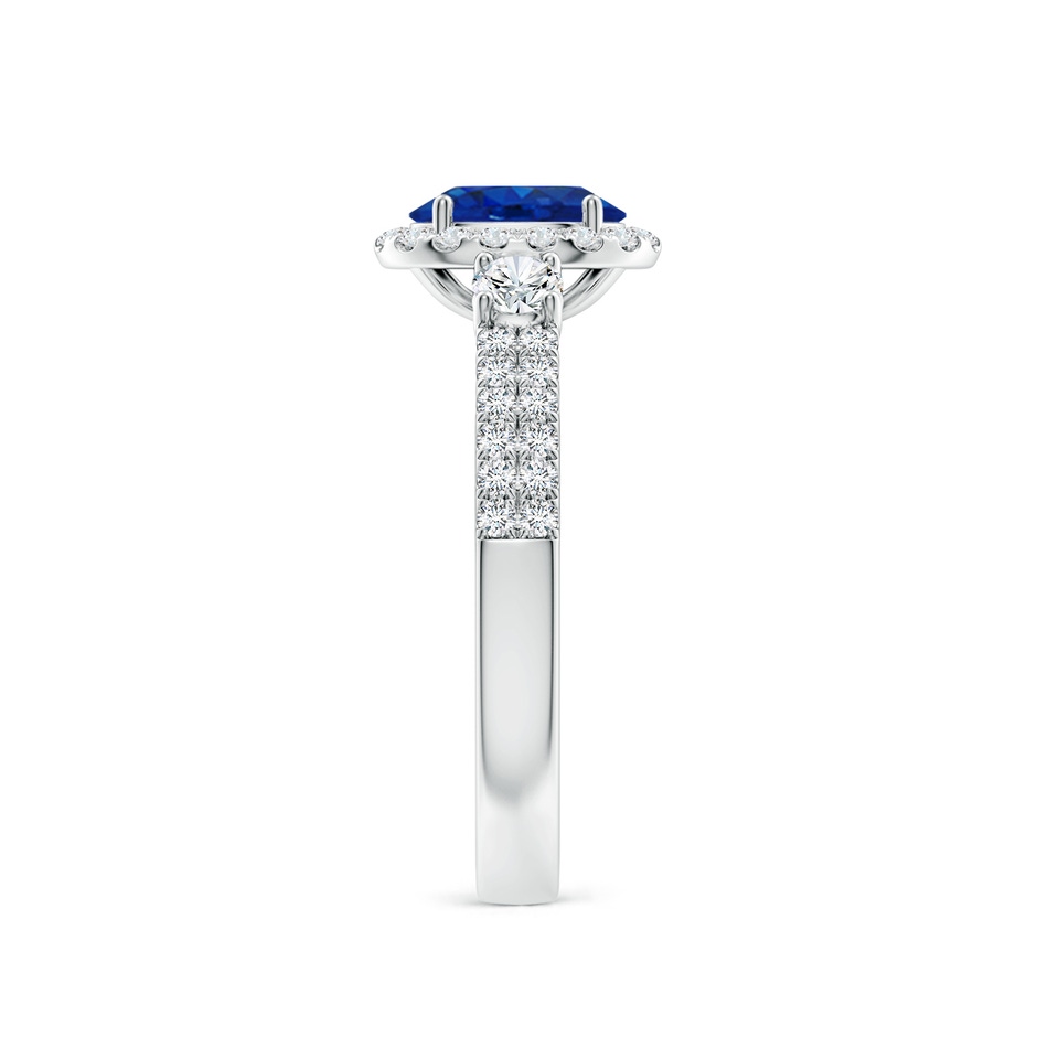 7x5mm AAA Oval Blue Sapphire Halo Double Shank Engagement Ring in White Gold side 299