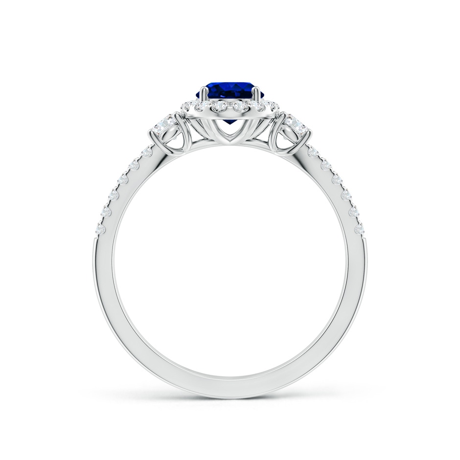 7x5mm AAAA Oval Blue Sapphire Halo Double Shank Engagement Ring in P950 Platinum side 199