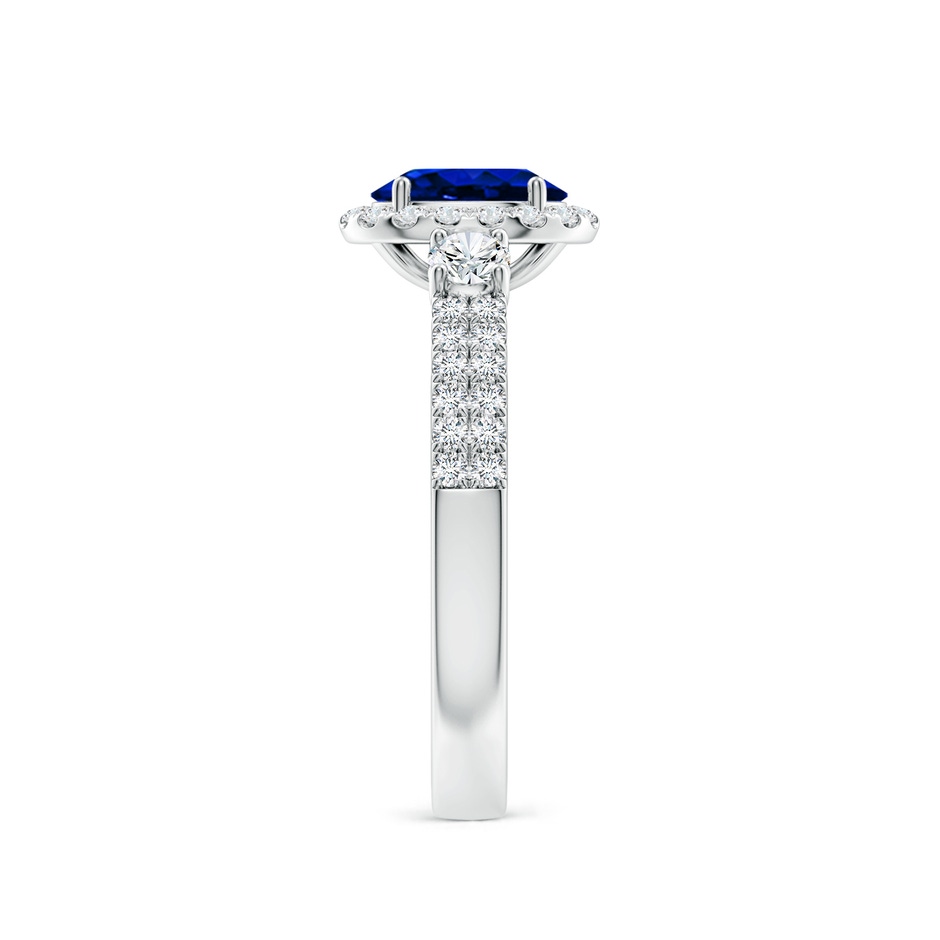 7x5mm AAAA Oval Blue Sapphire Halo Double Shank Engagement Ring in P950 Platinum side 299