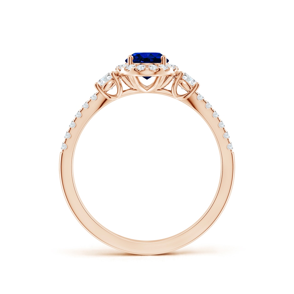7x5mm Lab-Grown Oval Blue Sapphire Halo Double Shank Engagement Ring in Rose Gold side 199