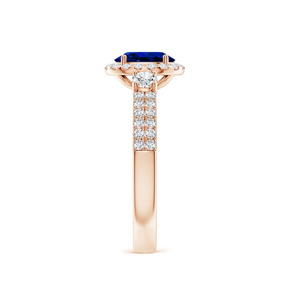 7x5mm Lab-Grown Oval Blue Sapphire Halo Double Shank Engagement Ring in Rose Gold side 299