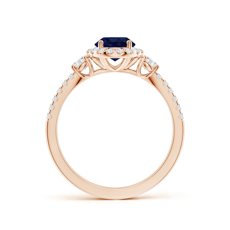 8x6mm A Oval Blue Sapphire Halo Double Shank Engagement Ring in Rose Gold side 199