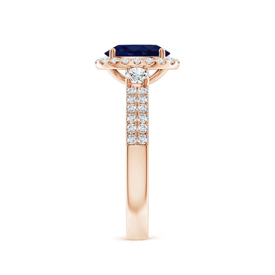 8x6mm A Oval Blue Sapphire Halo Double Shank Engagement Ring in Rose Gold side 299