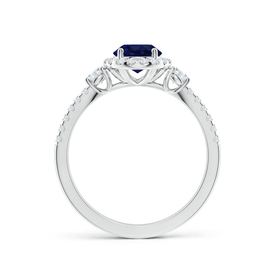 8x6mm A Oval Blue Sapphire Halo Double Shank Engagement Ring in White Gold side 199