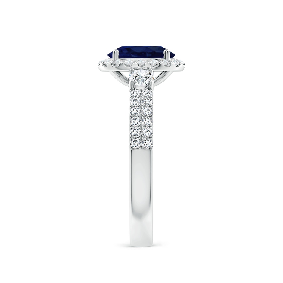 8x6mm A Oval Blue Sapphire Halo Double Shank Engagement Ring in White Gold side 299