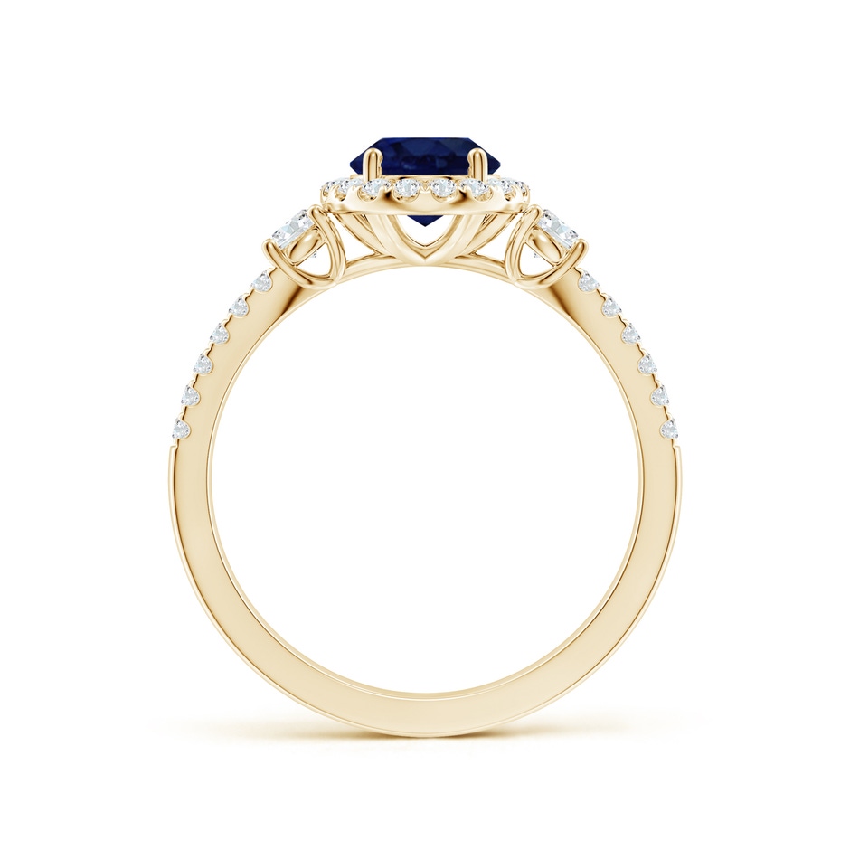 8x6mm A Oval Blue Sapphire Halo Double Shank Engagement Ring in Yellow Gold side 199