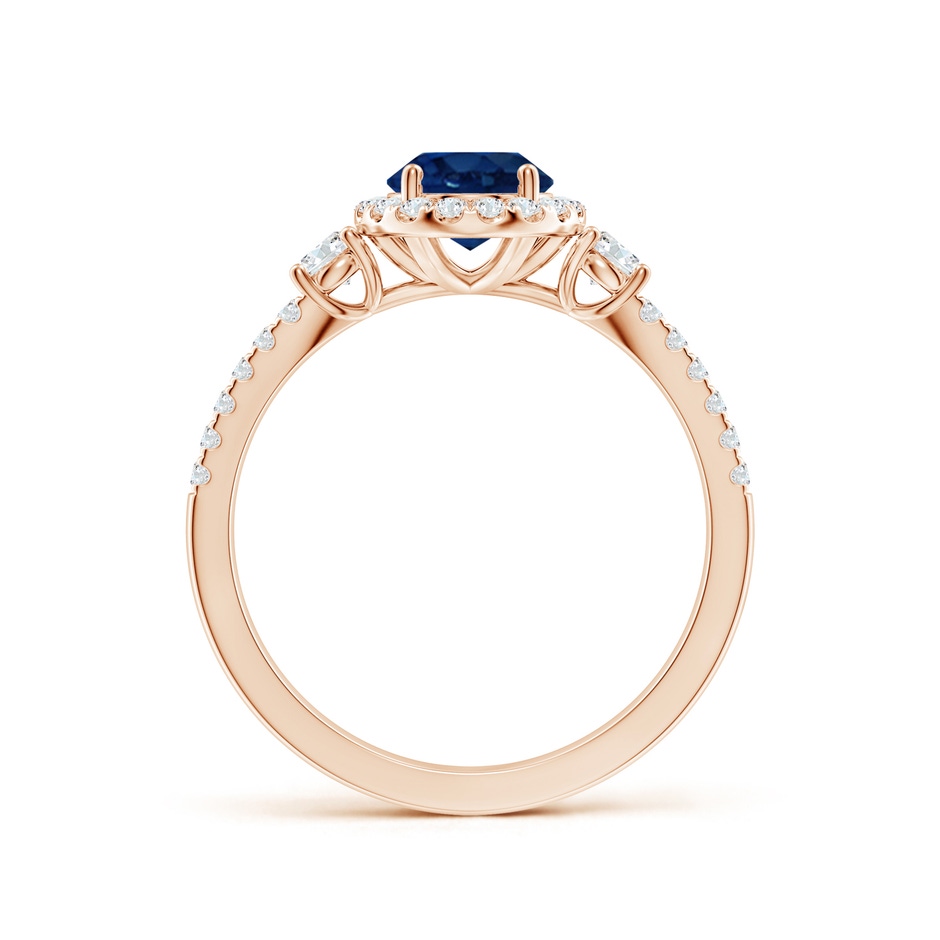 8x6mm AA Oval Blue Sapphire Halo Double Shank Engagement Ring in Rose Gold side 199
