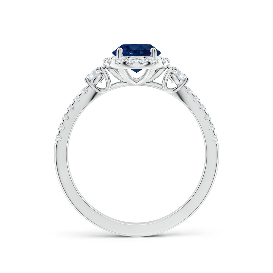 8x6mm AA Oval Blue Sapphire Halo Double Shank Engagement Ring in White Gold side 199