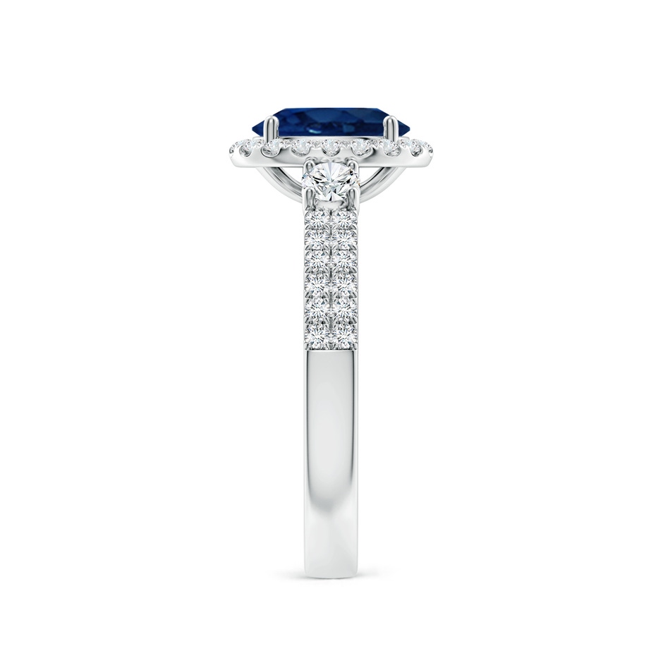8x6mm AA Oval Blue Sapphire Halo Double Shank Engagement Ring in White Gold side 299