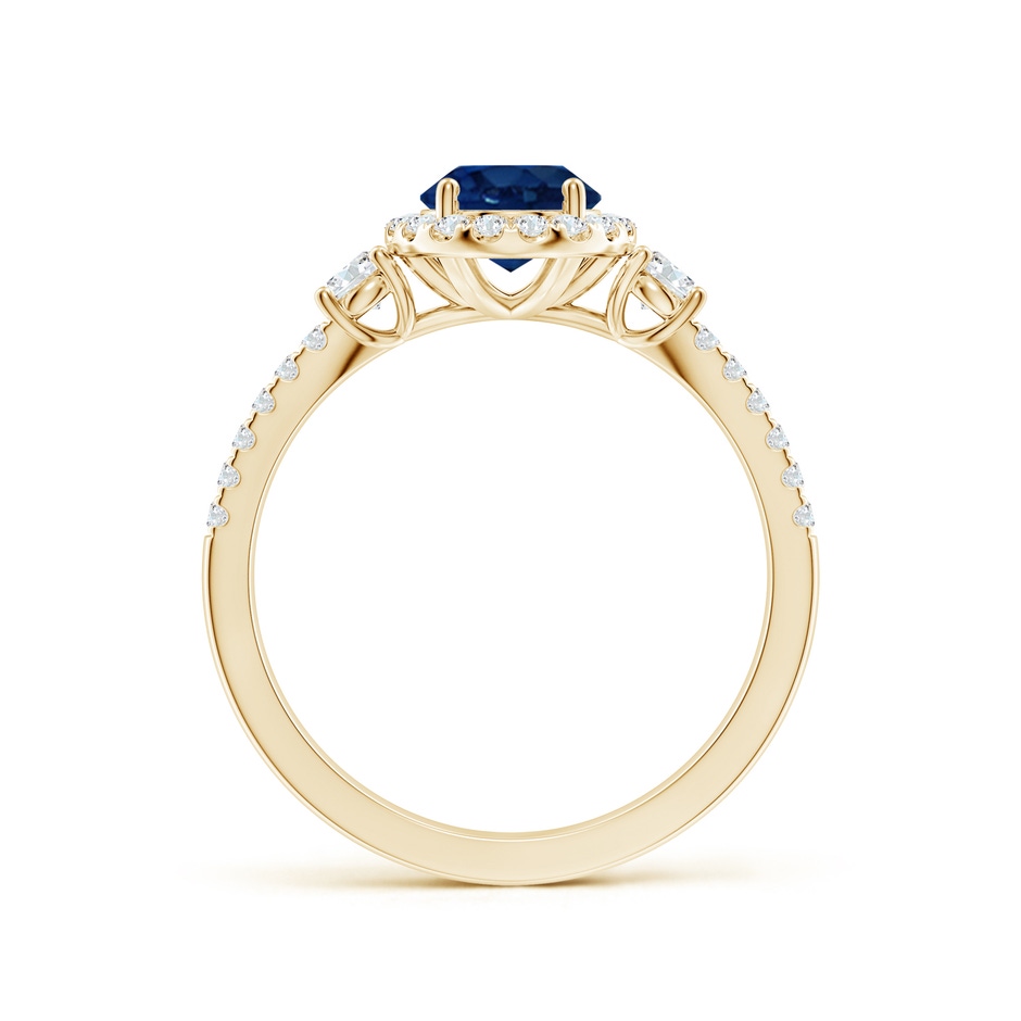 8x6mm AA Oval Blue Sapphire Halo Double Shank Engagement Ring in Yellow Gold side 199