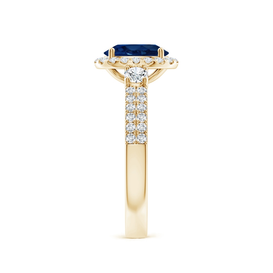 8x6mm AA Oval Blue Sapphire Halo Double Shank Engagement Ring in Yellow Gold side 299